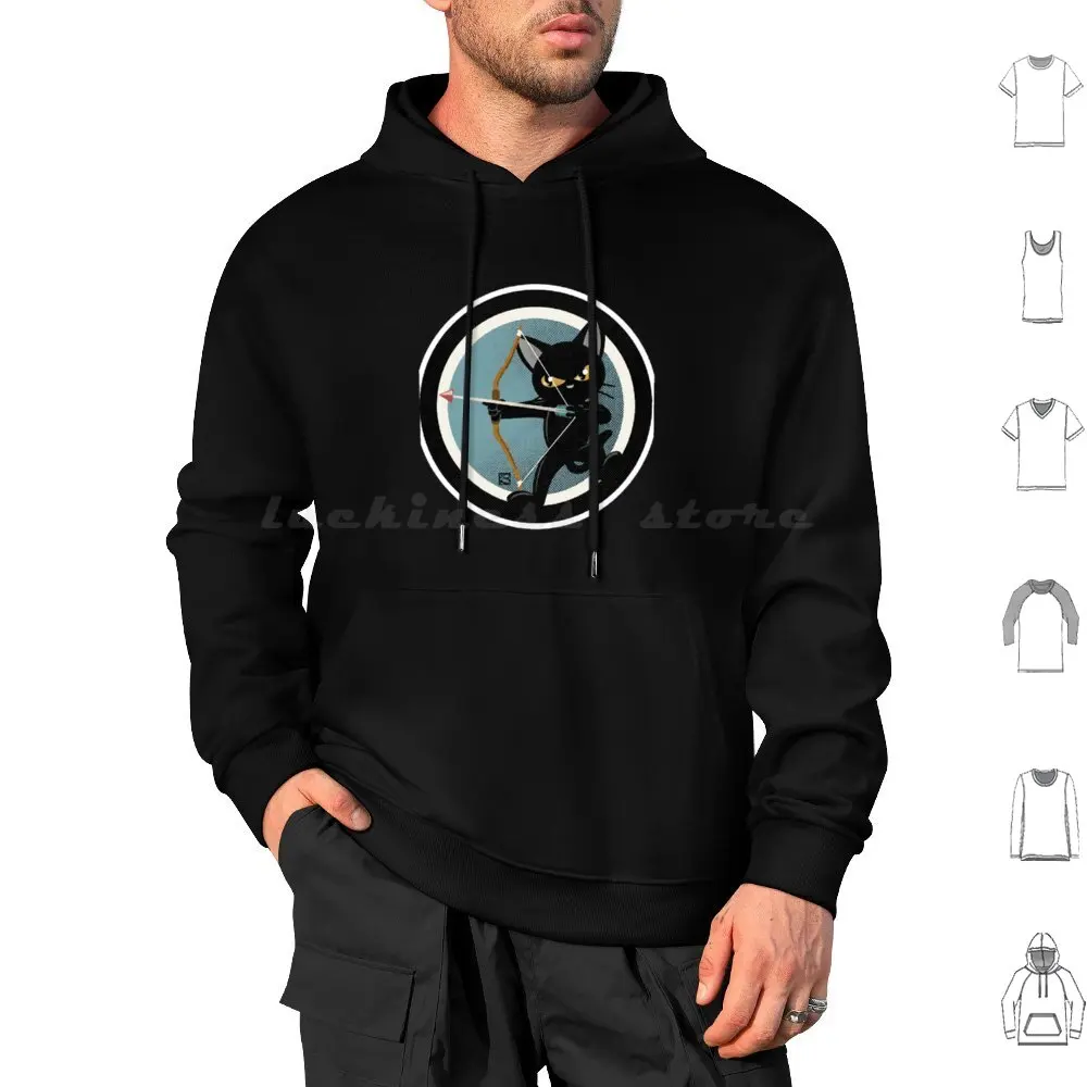 Master Of The Bow Hoodie cotton Long Sleeve Cat Animals Arrows Bow Cute Animals Cute Kittens Kitty Pets Sports Lovely Cats