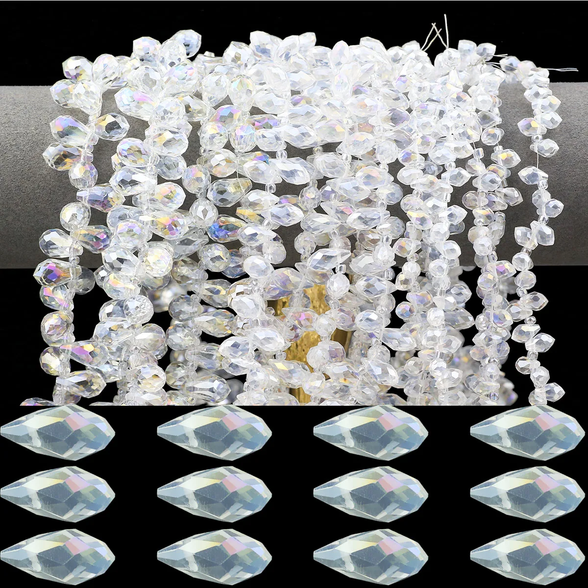 White AB Colorful Teardrop Austrian Crystal Spacer Loose Beads 5/6/8mm For Jewelry DIY Earrings Bracelets Pendants Accessories image 3