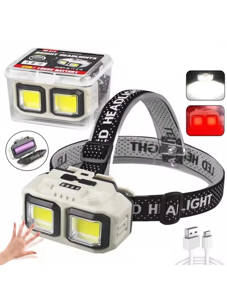 AliExpress Htomaza Powerful LED Headlamp COB Induction Rechargeable Head Flashlight Safety Lighting Head Torch for Outdoor Camping Cycling Fishing