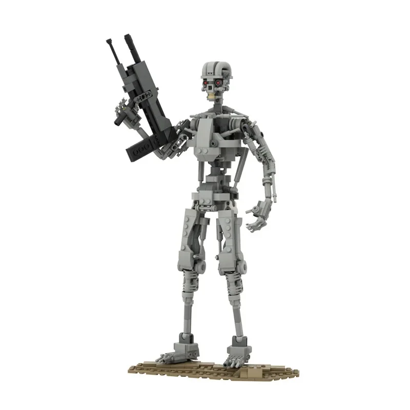 MOC 클래식 영화 터미네이터 메카 로봇 T-800 블록 세트 지능형 금속 뼈 로봇 브릭 장난감 어린이 선물