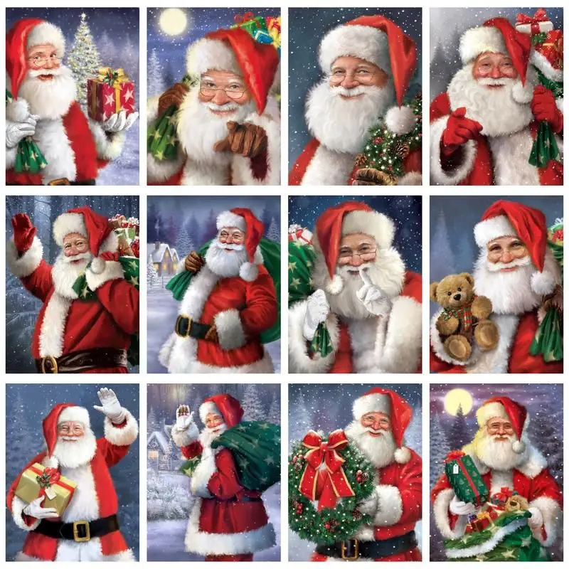 

CHENISTORY 5D DIY Diamond Painting Santa Claus Rhinestone Art Diamond Embroidery Cartoon Cross Stitch Christmas Home Decor Gift