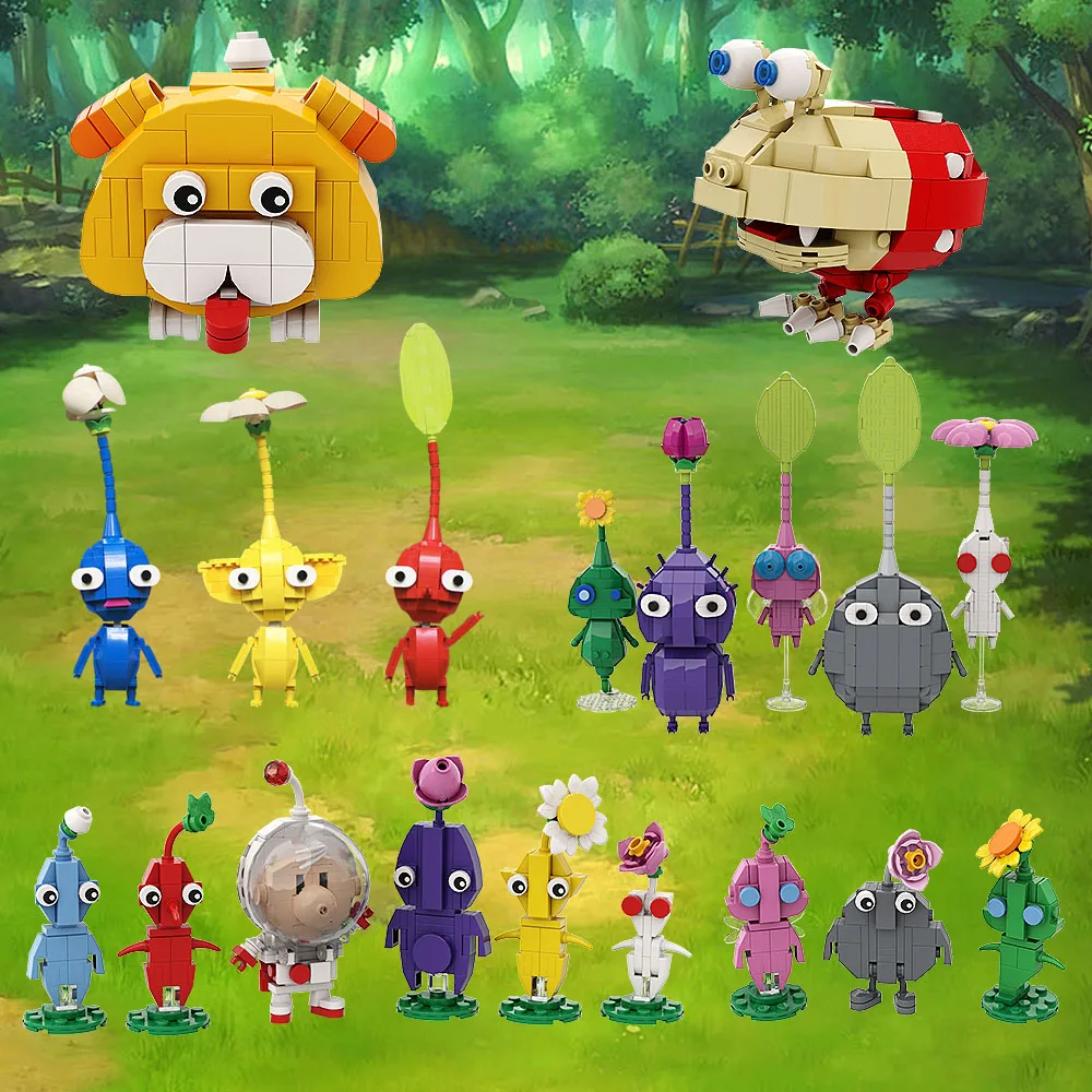 MOC Pikmined jeu Figure bloc de construction modèle Mini plante mignonne homme modèle briques figurines d'action bricolage modèles ensembles enfants cadeaux d'anniversaire