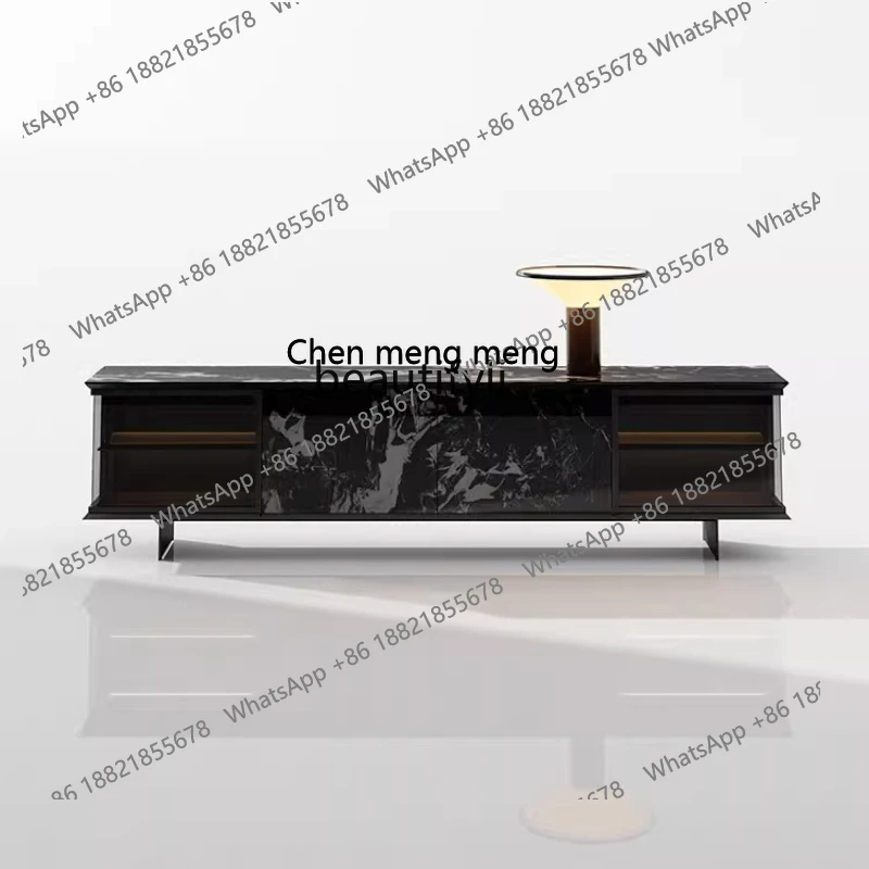 

Italian minimalist rock panel TV cabinet modern simple living room home villa light luxury high-end locker H