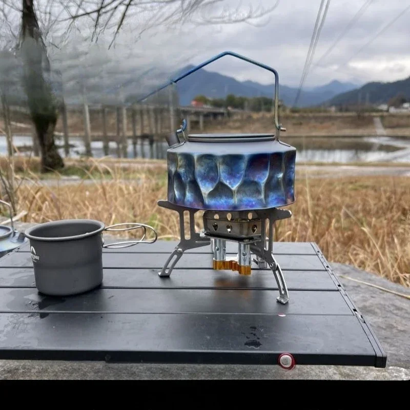 Outdoor pure titanium kettle, tea space boiling teapot, camping picnic, portable boiling teapot, lightweight titanium pot