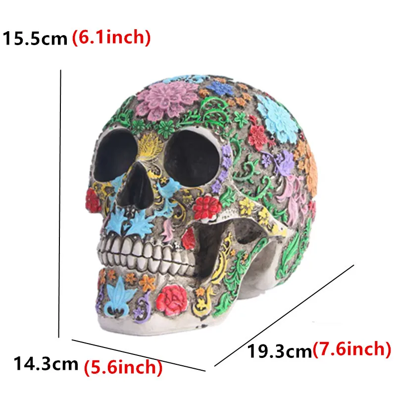 Human Head Skull Statue for Home Decor Resin Figurines Halloween Decoration Sculpture Medical Teaching Sketch Model Crafts 8031