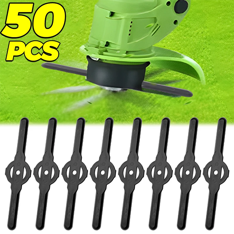 50/10Pcs Plastic Blades High Strength Garden Lawn Mowers Electric Grass Cutter Trimmer Garden Kits Mower Battery Trimmers Blades
