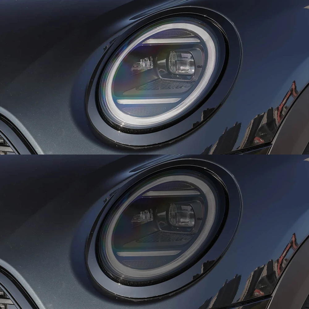 For MINI Cooper F55 Hardtop F56 Hatchback F57 Covertible Smoke Black TPU Headlight PPF Film Pre-Cut Anti-Scratch Vinyl Wrap