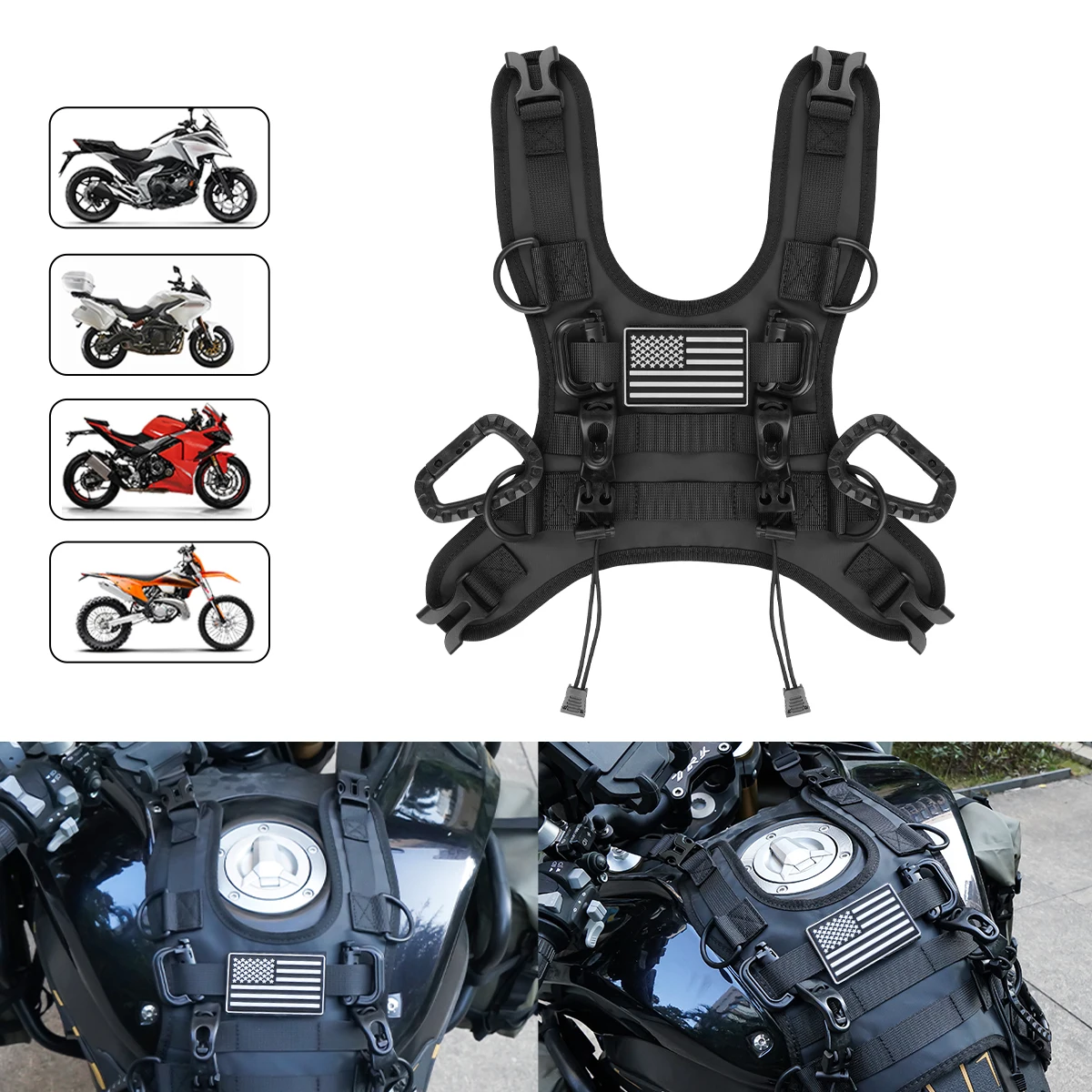 Podstawa montażowa torby na zbiornik paliwa motocykla Uniwersalna torba podsiodłowa/torba ogonowa/torba podsiodłowa Podstawa montażowa w stylu flagi USA