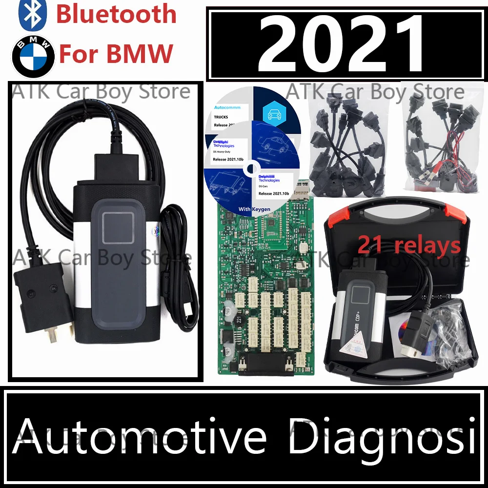 Single chip with 21 relays 9241A chip Car Truck Diagnostic Tool DS150 Autc-com 2021.11 with keygen Dei-phi 2021.10b Bluetooth