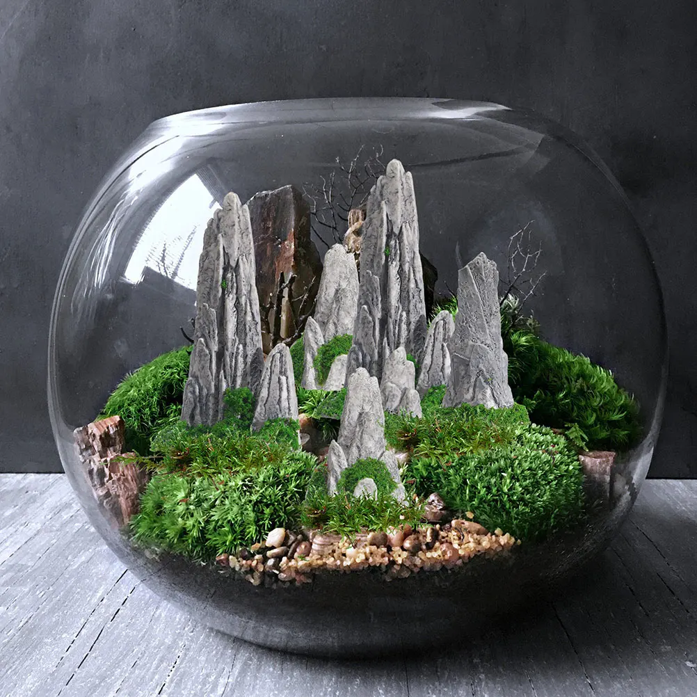 

12Pcs Micro Landscape Rockery Ornaments High Simulation Miniature Garden Accessories Indoor Outdoor Bonsai Fish Tank Desktop