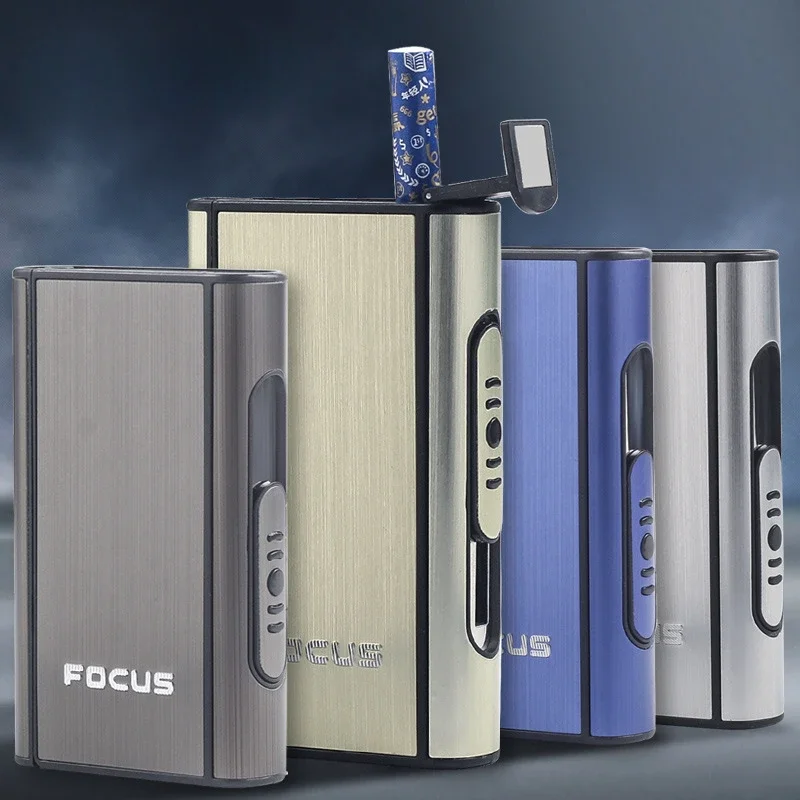 SMO Aluminum Portable Automatic Cigarette Case 10 Capacity Pop-up Waterproof Tobacco Box Smoking Accessories Men Gadgets