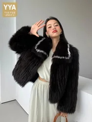 Luxury Women Real Fur Jacket Loose Fit Elegant Ladies Party Natural Fox Fur Coat Winter Vintage Overcoat High Quality Outerwear