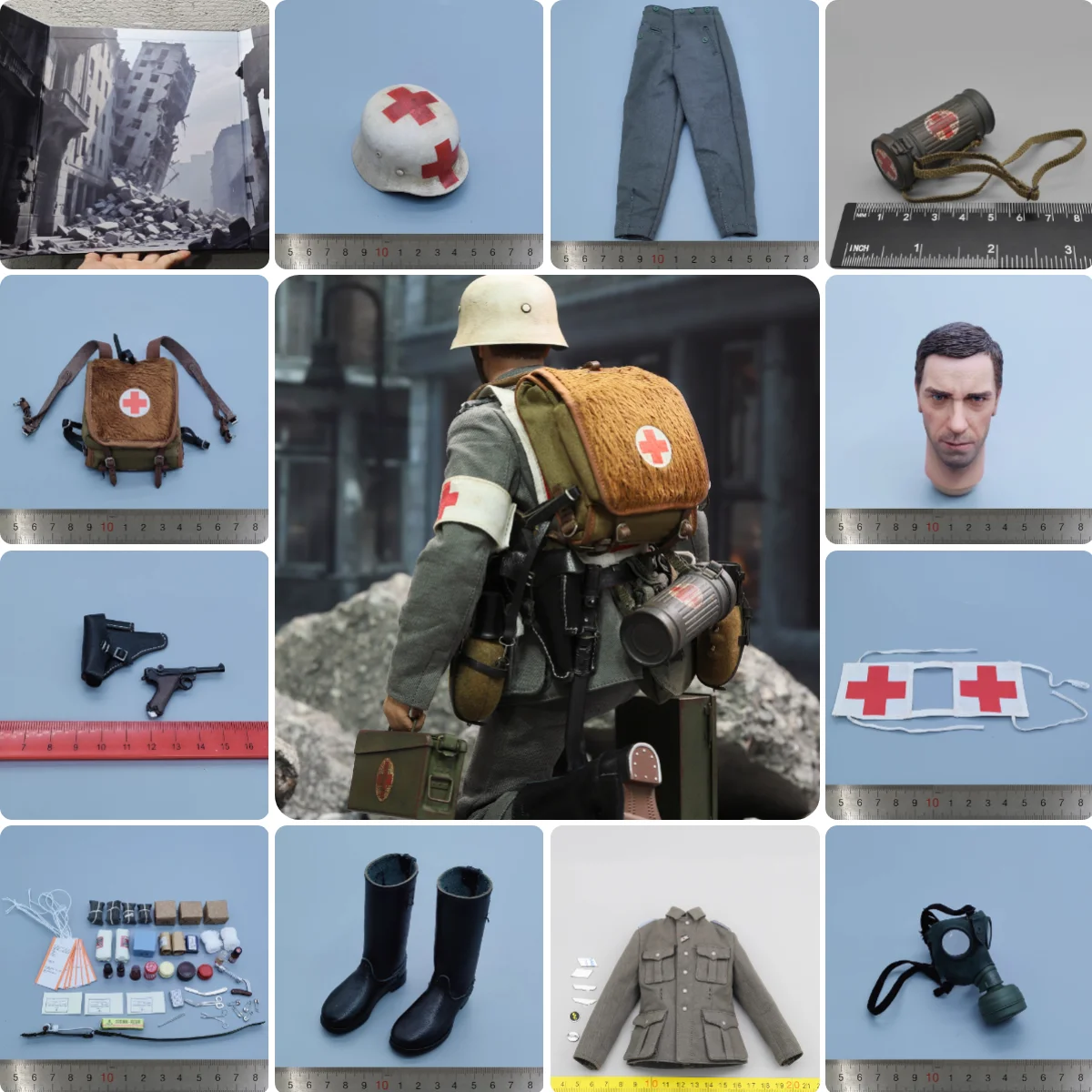 Grande vente 1/6ème nouvelle Version poupée soldat médical Transport infirmière DID D80183 uniforme manteau tête casque jouets modèle pour poupée 12 "bricolage