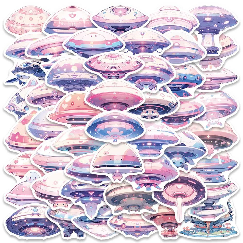 10/30/50PCS Cartoon Lavender Flying Saucer Stickers Kawaii DIY Travel Luggage Guitar Fridge Laptop Graffiti Sticker Kid Decals