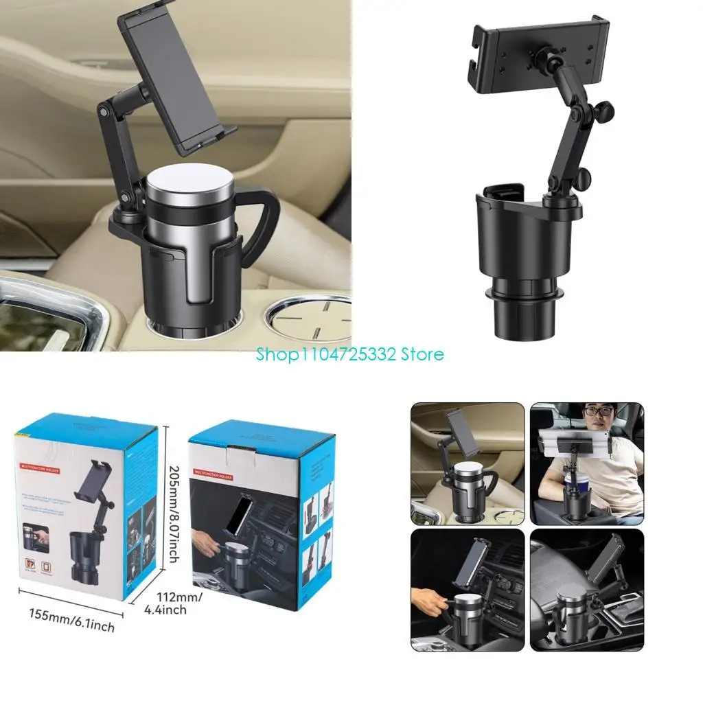 P5EA Car Phone Holder Cup Holder Adapter 360 Degree Adjustment Car Cup for Bottle