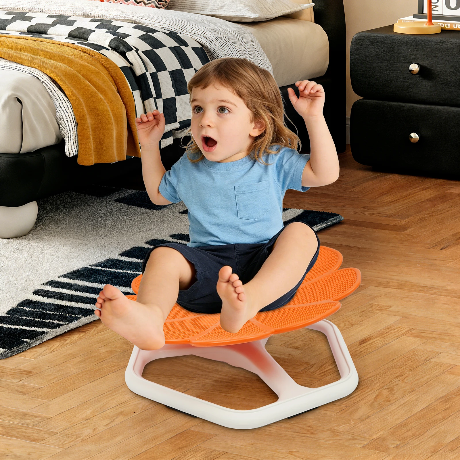 

360° Swivel Chair for Kids 3+ Years PP Silicone 330lbs Load Capacity Flower-Shaped Seat Playroom Daycare Home Rotating Chair