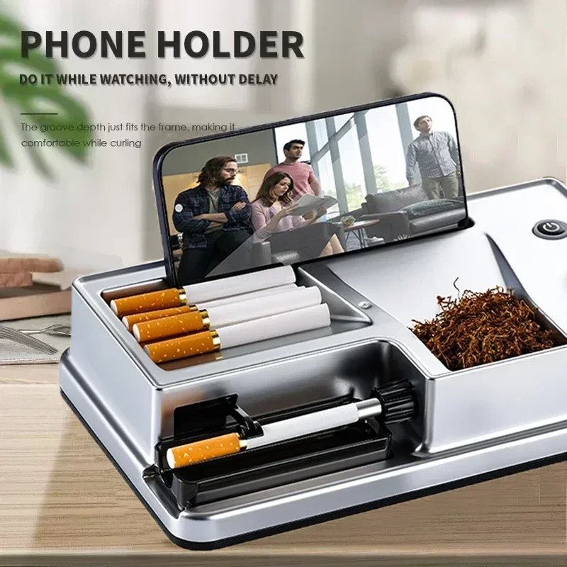 Auto Tobacco Rolling Machine 6.5&8mm Smart Infrared Indicator Dual Size Electric Cigarette Filling Device