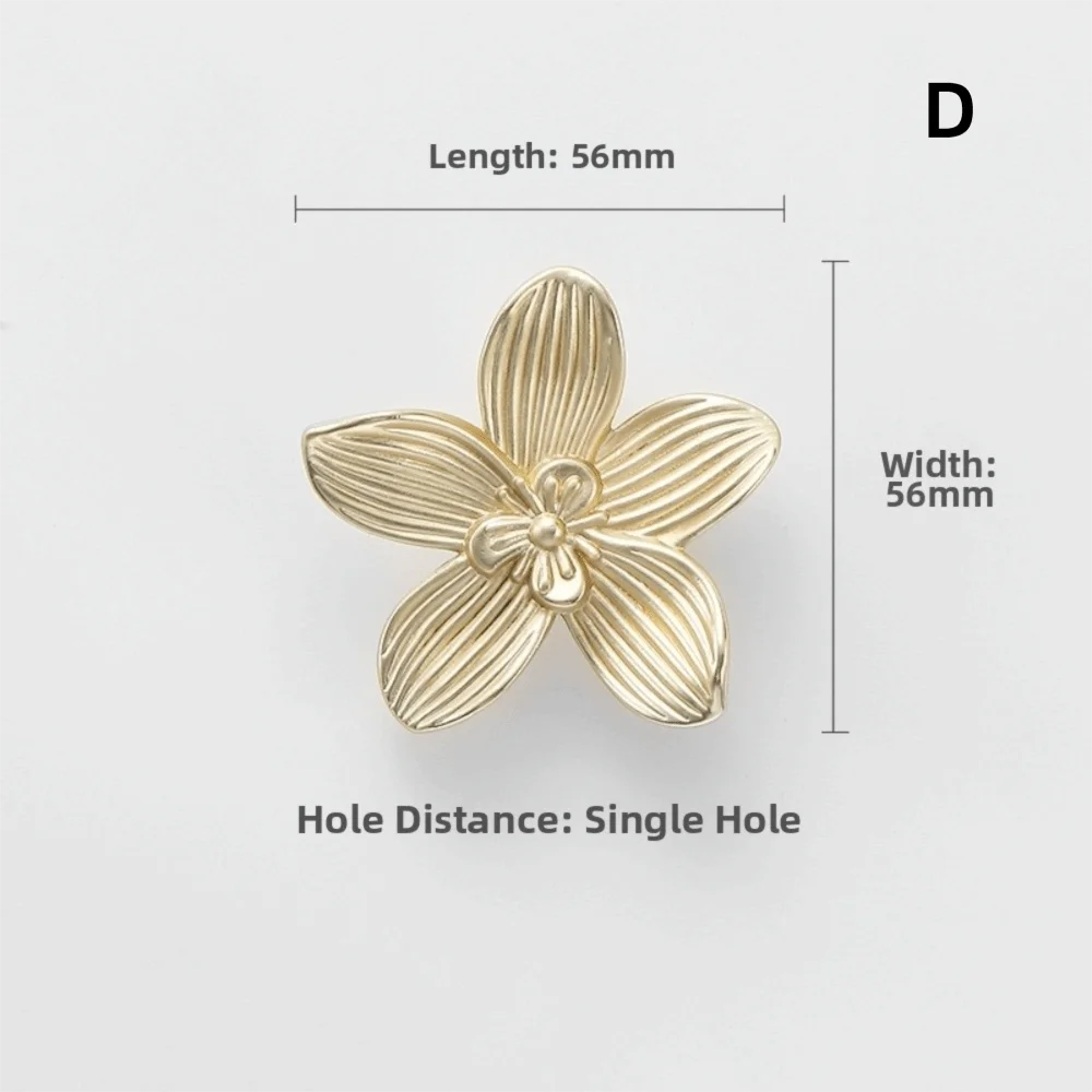 Durable Zinc Alloy Drawer Knob Gold Finish Bronze Finish Drawer Handle Creative Petal Design Flower Shaped Handle Cabinet Door
