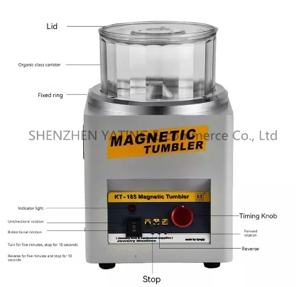 

Upgrade Magnetic polishing machine for gold, silver, copper jewelry, forward and reverse polishing, rust removal and deburring e