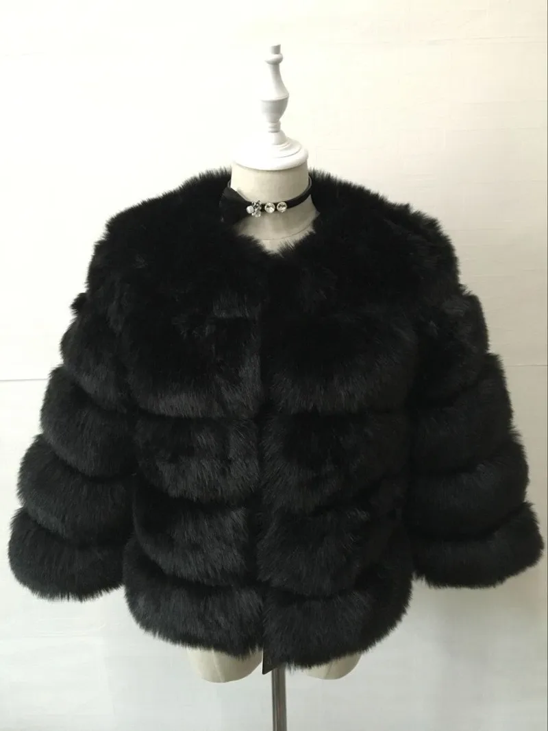 Faux Fur Women Coats Solid Round Neck Full Sleeve Coat Thick Warm Fox Short Open Stitch Elegant Splice Autumn Winter 2024