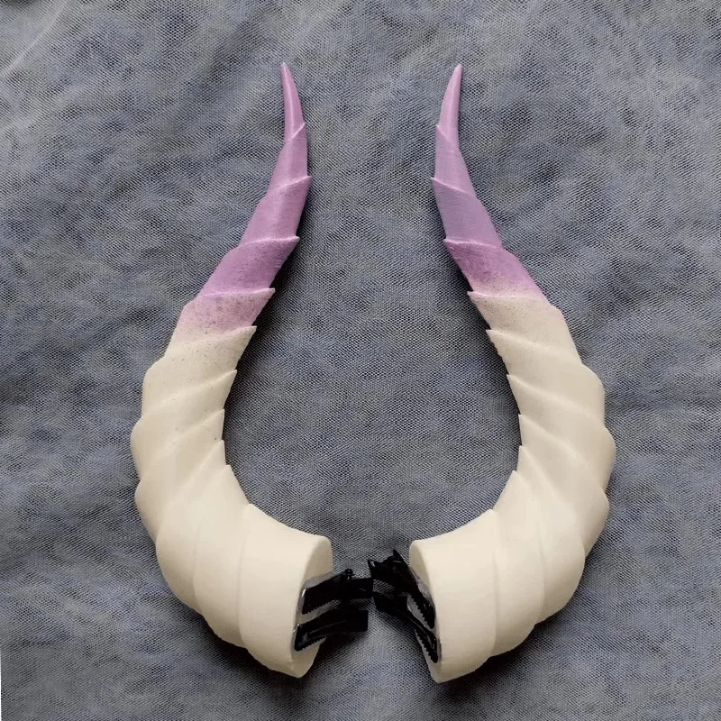 Multiple Colors Handmade Gradient Devil Horns Cosplay Horns Head Clip Headwear Halloween Cosplay Props Accessories 10/14/17cm