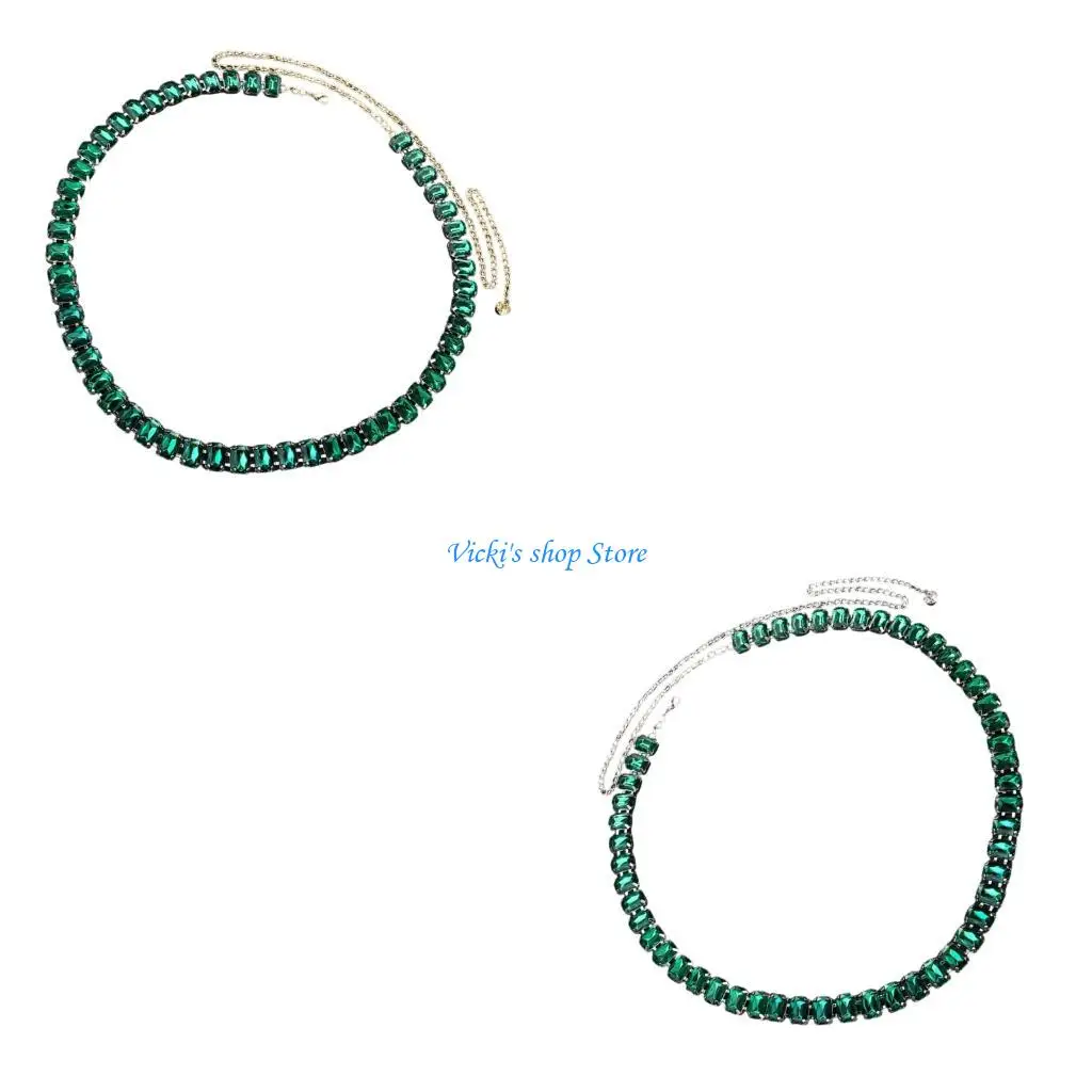 

Регулируемая поясная цепочка с зелеными кристаллами и бисером подходит для праздничной праздничной одежды