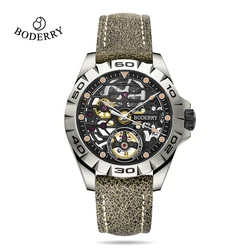 Boderry-Reloj de pulsera de titanio para hombre, cronógrafo mecánico automático, urbano, resistente al agua, de lujo, de zafiro