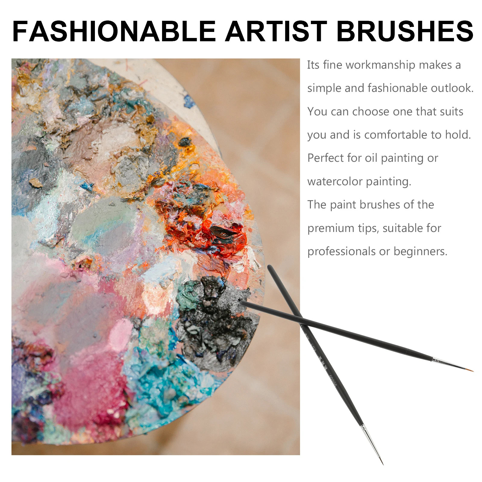 

2pcs Paintbrush Set For Watercolor Acrylic Oil Painting Gouache Wall Art Supplies Detailing Brush Set Artist Student Beginner