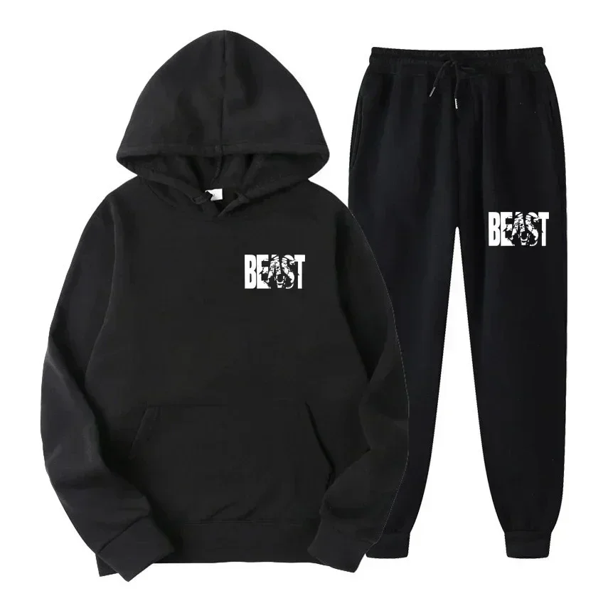 

2025 Men's and women's casual sportswear hoodies + letter-printed pants hoodies loose and warm autumn and winter