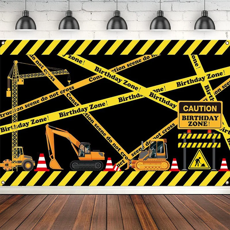 

Photography Backdrop Construction Themed Birthday Party Decoration For Boys Background For Indoor Outdoor Party Supplies