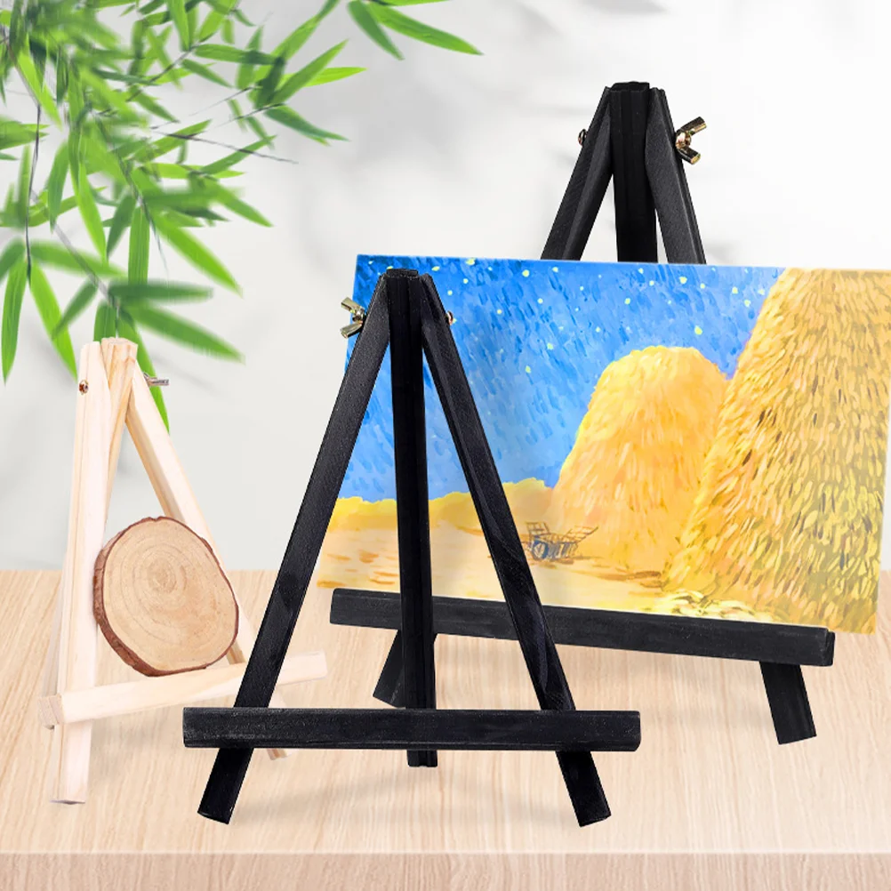 Mini Easel Wooden Tripod Canvas Stand Table for Kids Black Tabletop Display Easels Sketching Child