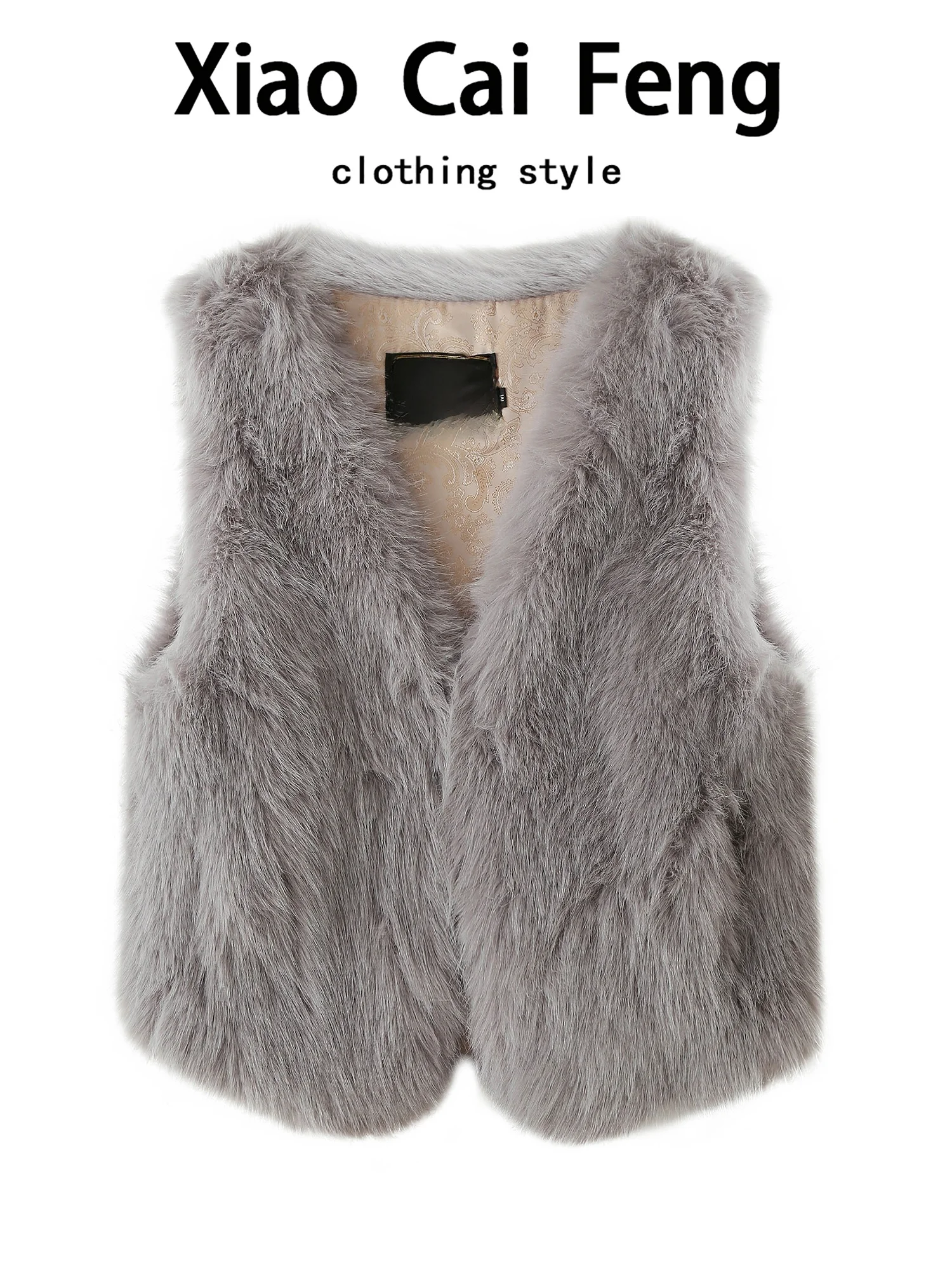Women's  Fur Vest Jacket Warmth Layering Style Short Length V-Neck Thickened Standard Fit Elegant Fashion Winter Coat
