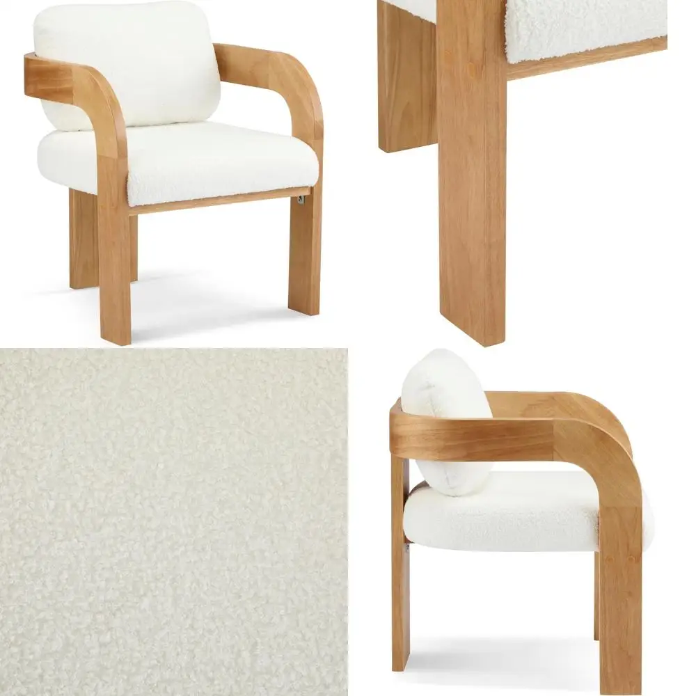 

Yorick ern Boucle Dining Chair Set o 2 with Cushion, Solid Wood Dining Room Armchair Set, Curved Backrest Kitchen Side Chair, Li