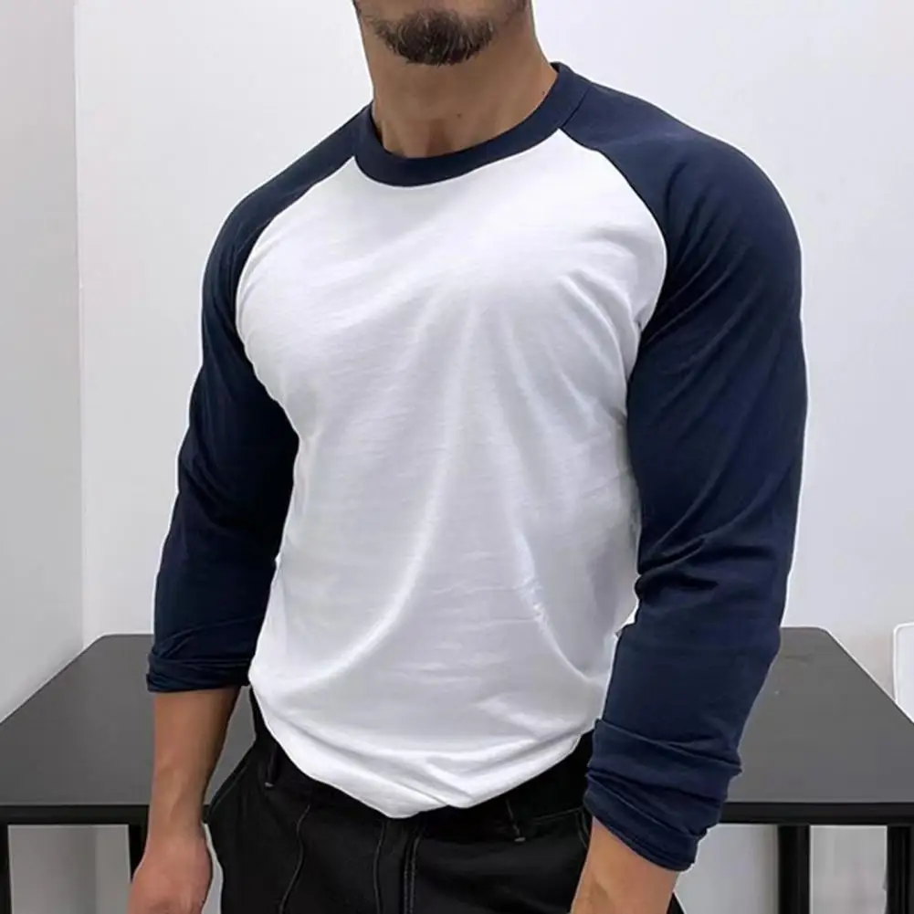 Men's T-shirts Cotton Long Sleeve O-neck Pactwork Casual T Shirts For Men New Spring Tees Men Clothing Fitness Bottoming Shirt ﻿ image 6