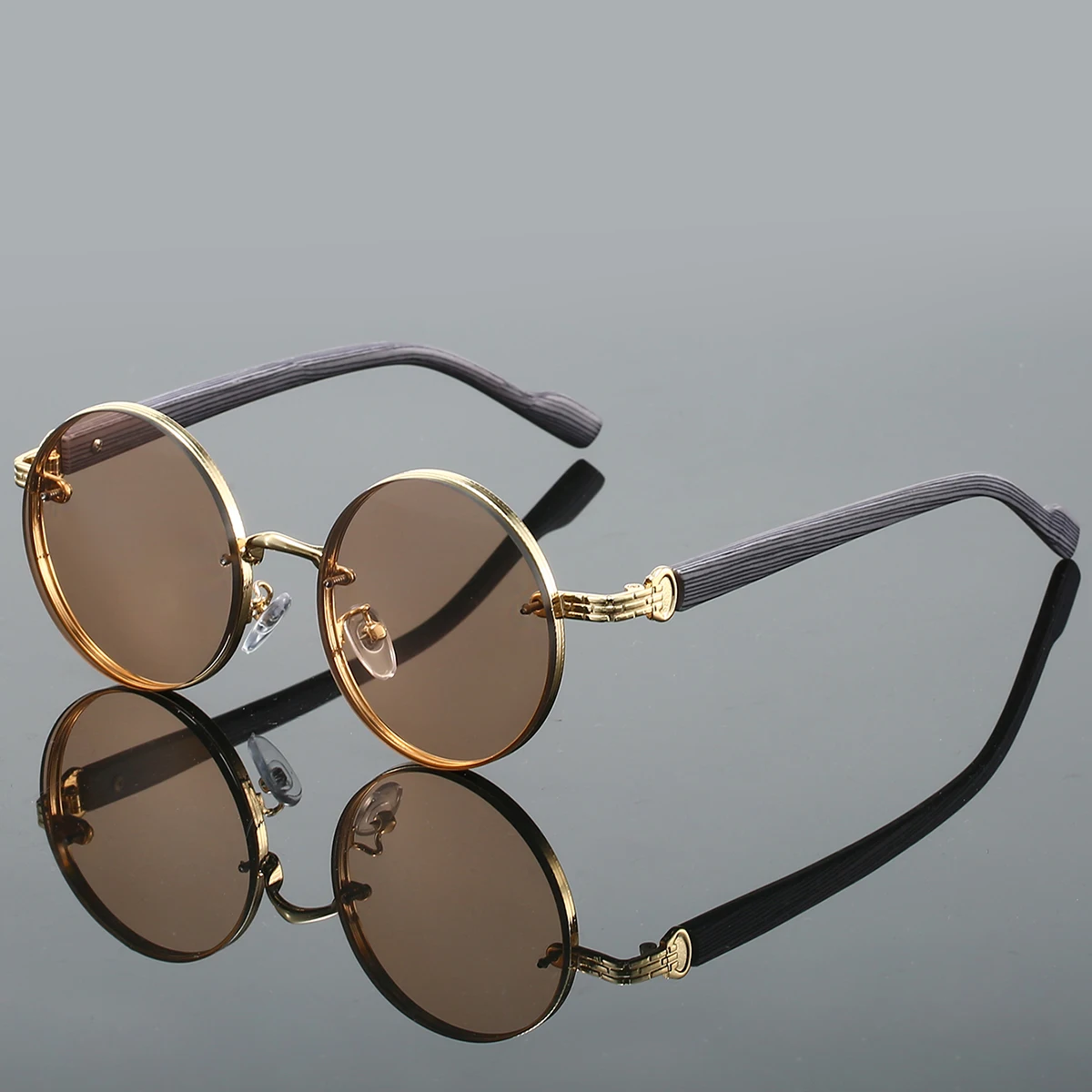 KAMMPT Vintage Round Sunglasses 2024 Fashion Classic Gradient Outdoor Shades Trendy Luxury Brand Designer Metal Rim Sun Glasses