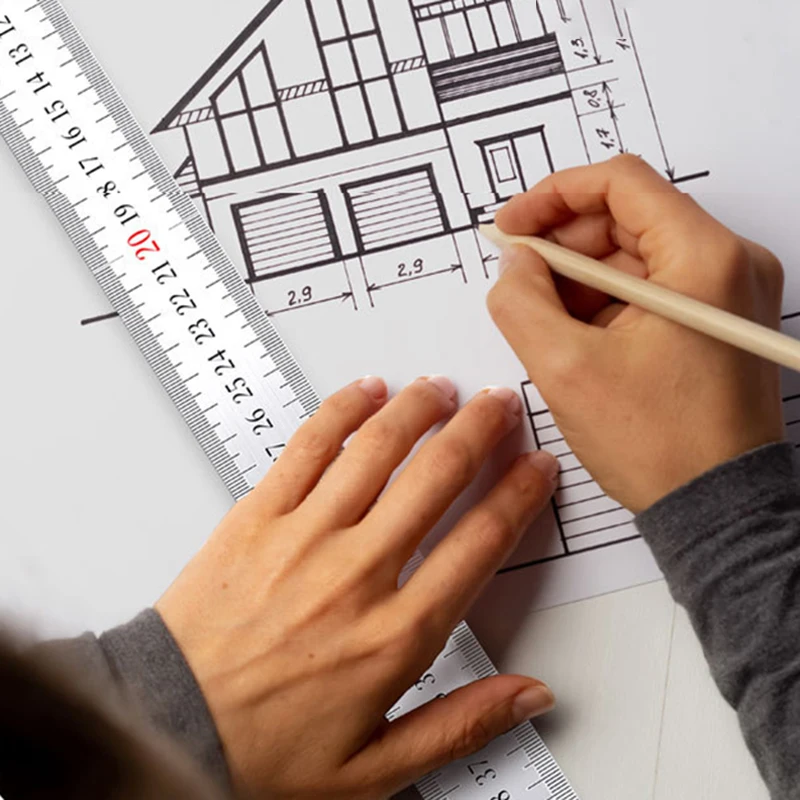 مسطرة زاوية النجارة من الفولاذ المقاوم للصدأ على شكل حرف L مسطرة مسح هندسية مساطر رسم الخرائط مساطر تحديد المواقع متعددة الوظائف #3