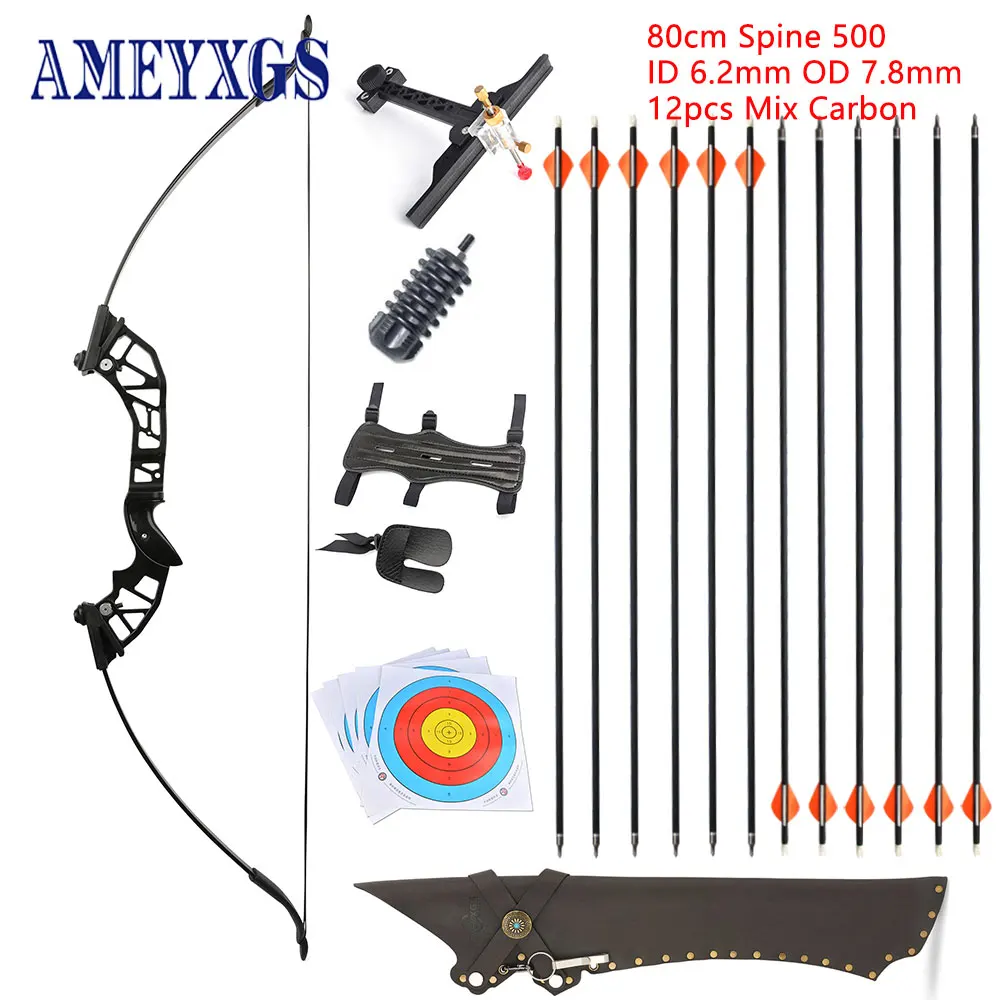 Recurve Bow Set 30-53lbs Adjustable Right Hand Aluminum Alloy Die-casting for Archery Bows Hunting Target Practice Shooting