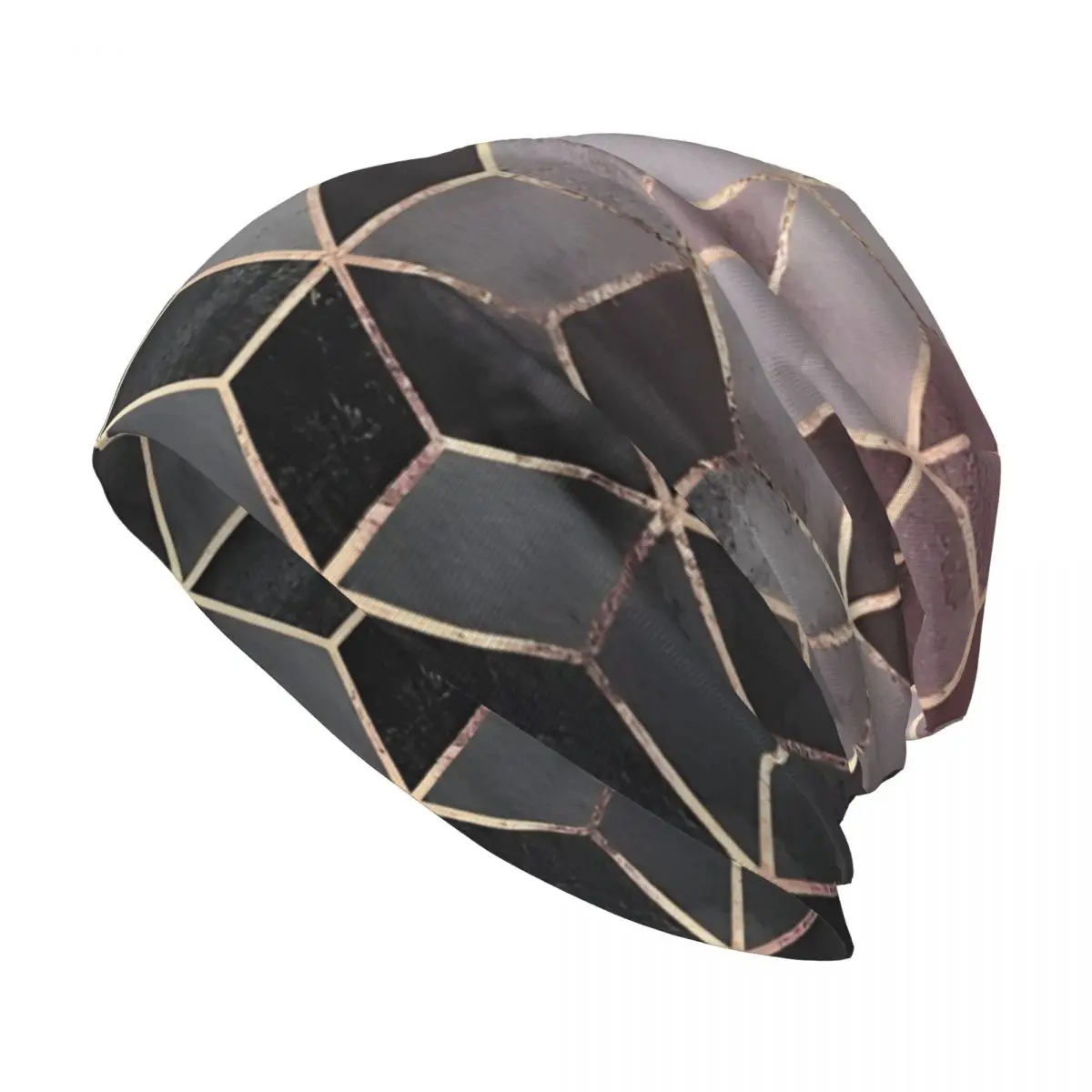 Pink And Grey Gradient Cubes Unisex Bonnet Thin Outdoor Double Layer Hats For Men Women image 5