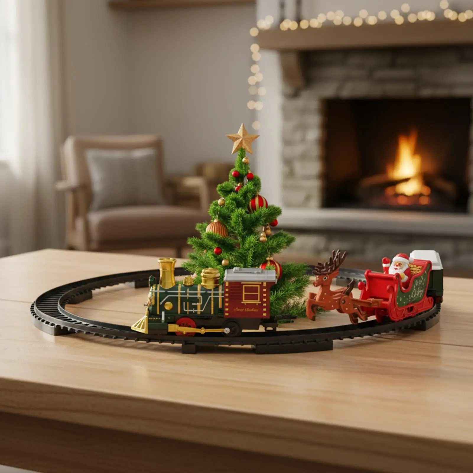 

Christmas Tree Train Set Rechargeable Christmas Vehicle With Track Around The Tree Electric Train Set With Light And Music For
