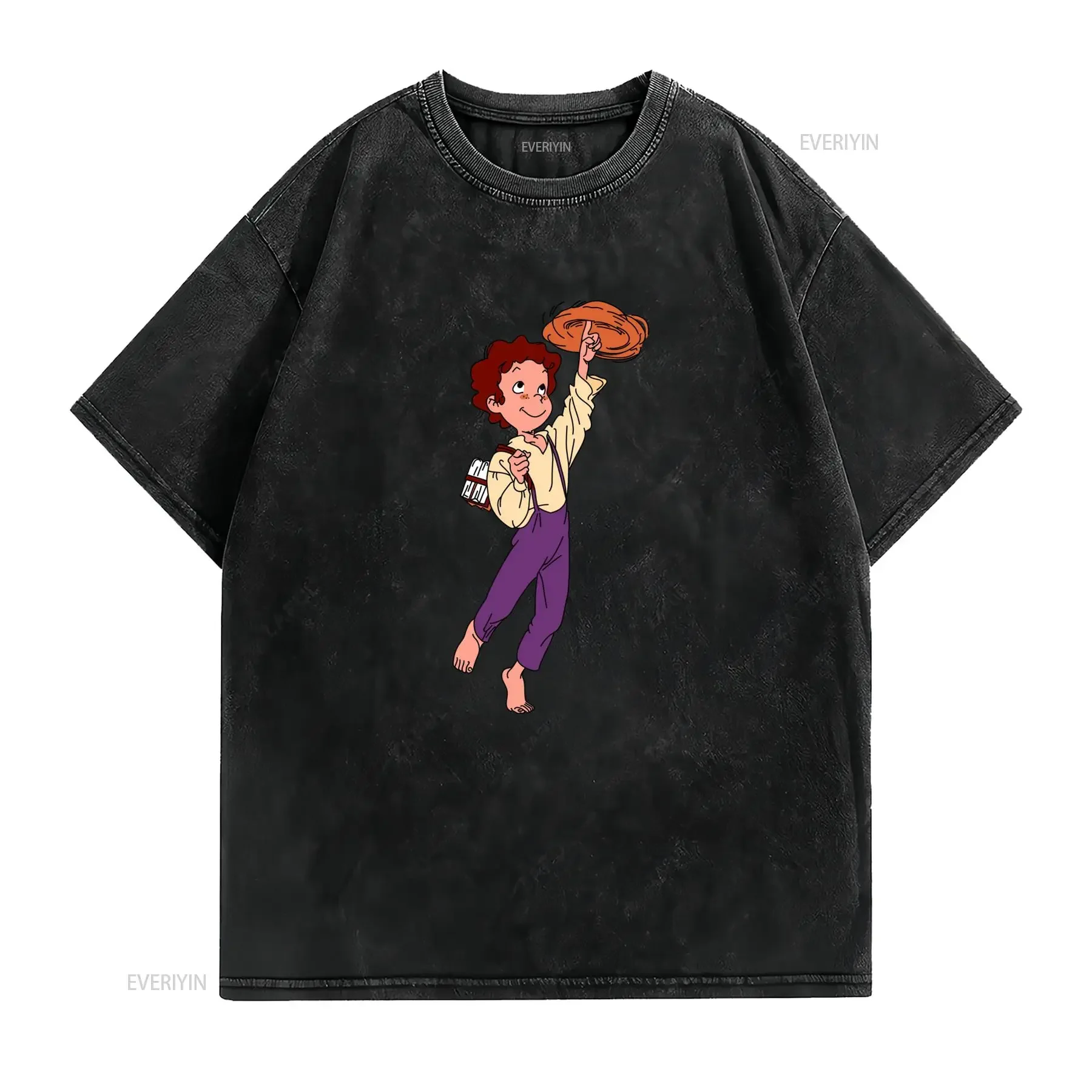 T shirt Tom Sawyer Classique Col Rond Décontracté Tissu Légèrement Extensible Coupe Standard Motif Imprimé Parfait pour