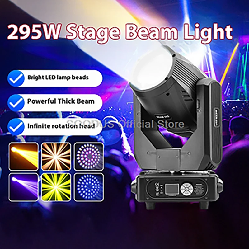 

295W LED Moving Head Gobo Light DMX512 Control Beam Lights with Prismatic Rainbow Effect Stage Lights for DJ Disco KTV Wedding