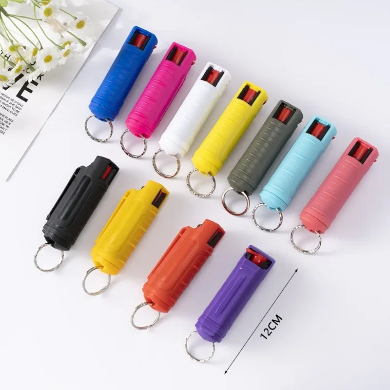 Portable Pepper Spray Keychain Self-Defense Outdoor Safety Keychains Reusable Personal Defense Spray Pressure-Type Mini Keyrings