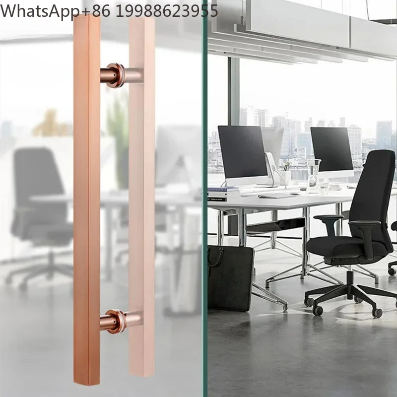 1set Glass  Handle Stainless Steel Square Tube  Knob Bathroom Sliding Glass /wooden  Matte Black  Handle