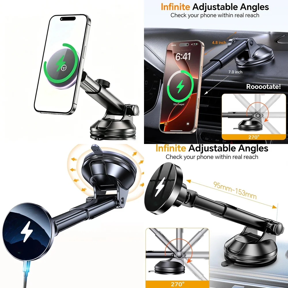 2026 Hot Electronics Products Magnetic Wireless Car Charger Dashboard Car Phone Holder Consumer Electronics Chargers Adapters