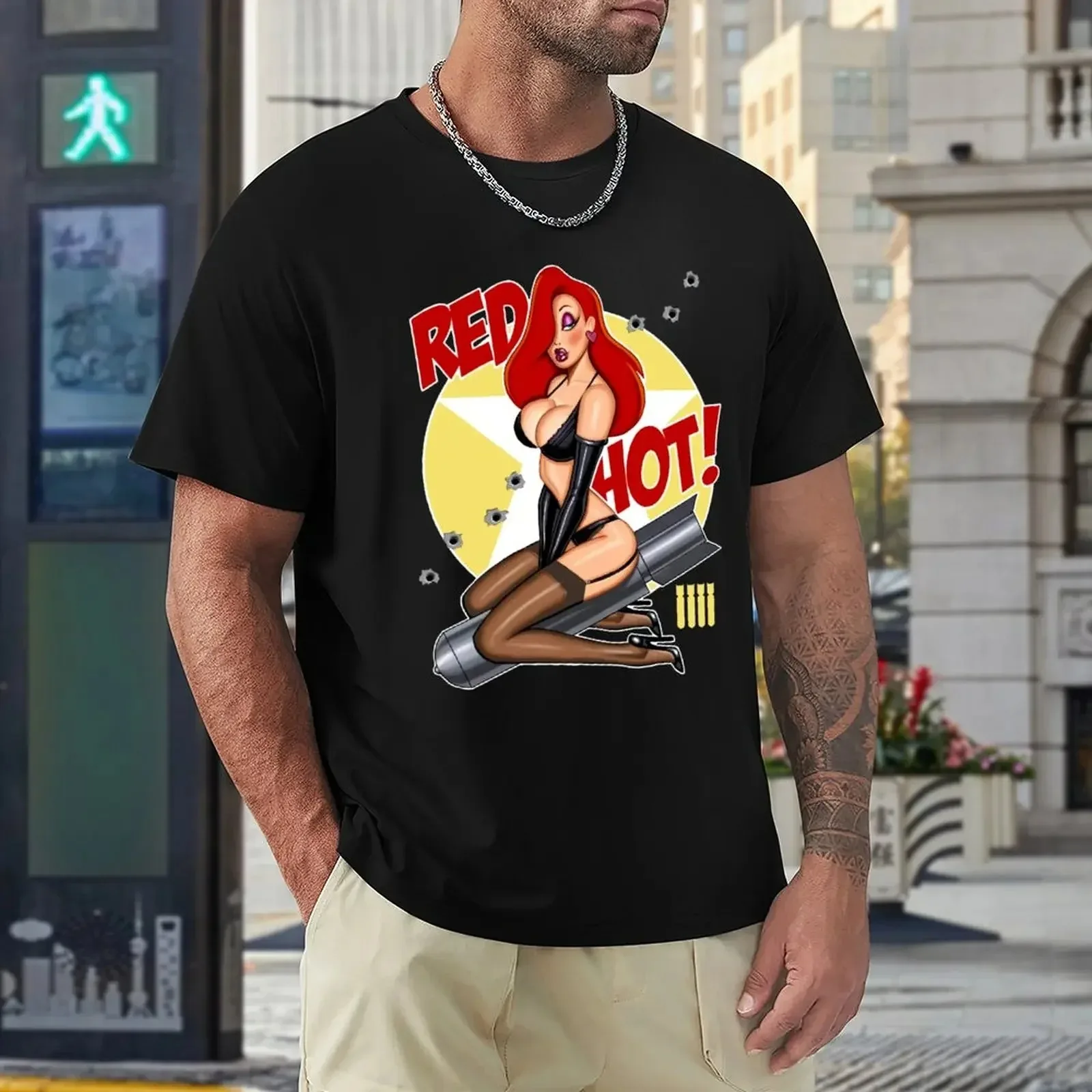 Red Hot Nose Art Jessica Rabbit 17 T Best Women 90s Retro Unique Best Hot Idea T-Shirt Cute Tops Mens Graphic T-shirts Hip Hop