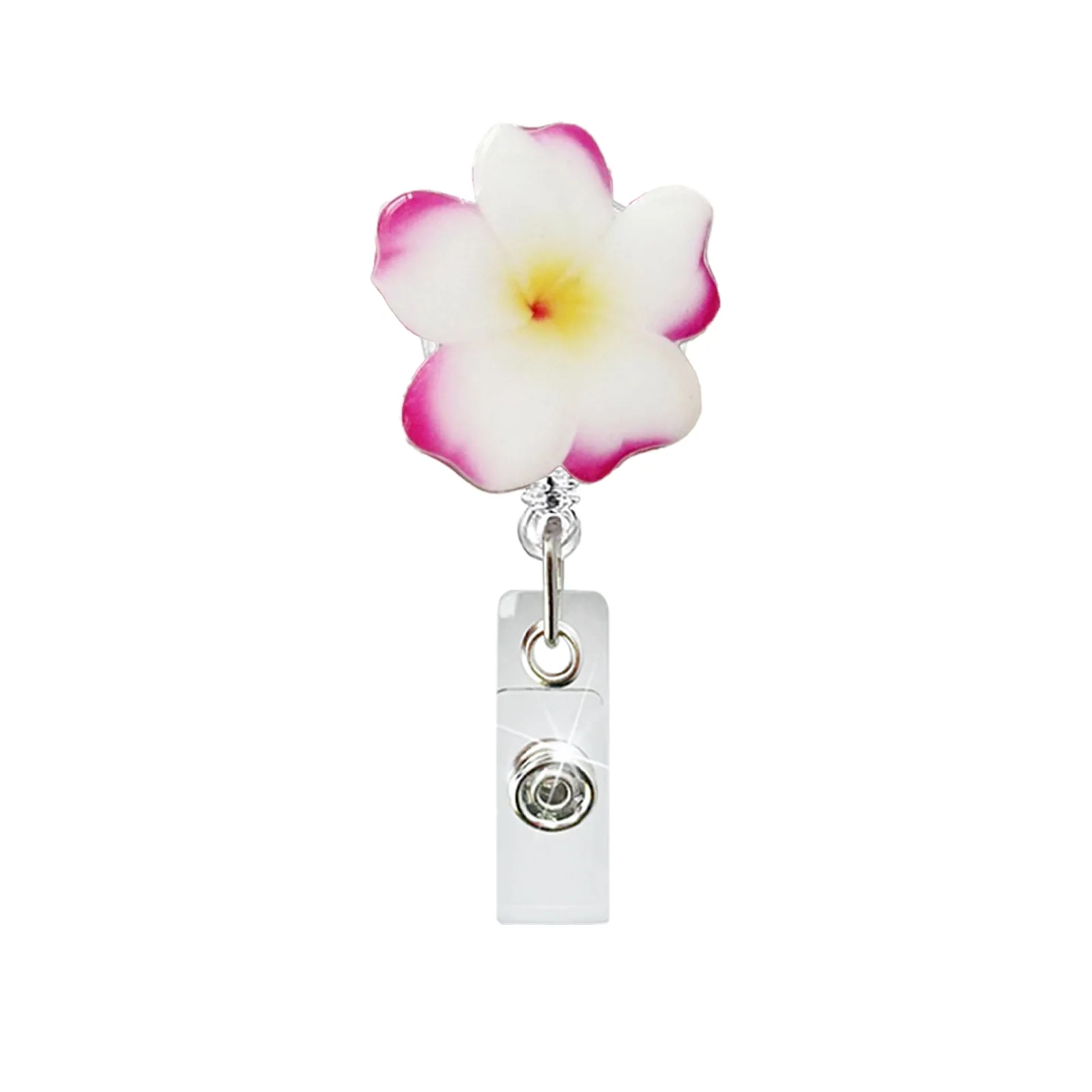 Doctor Id Reel Colorful Resin Id Badge Holder Nurse Badge Holder Expressive Flower Badge Reel For Offices Office Workers