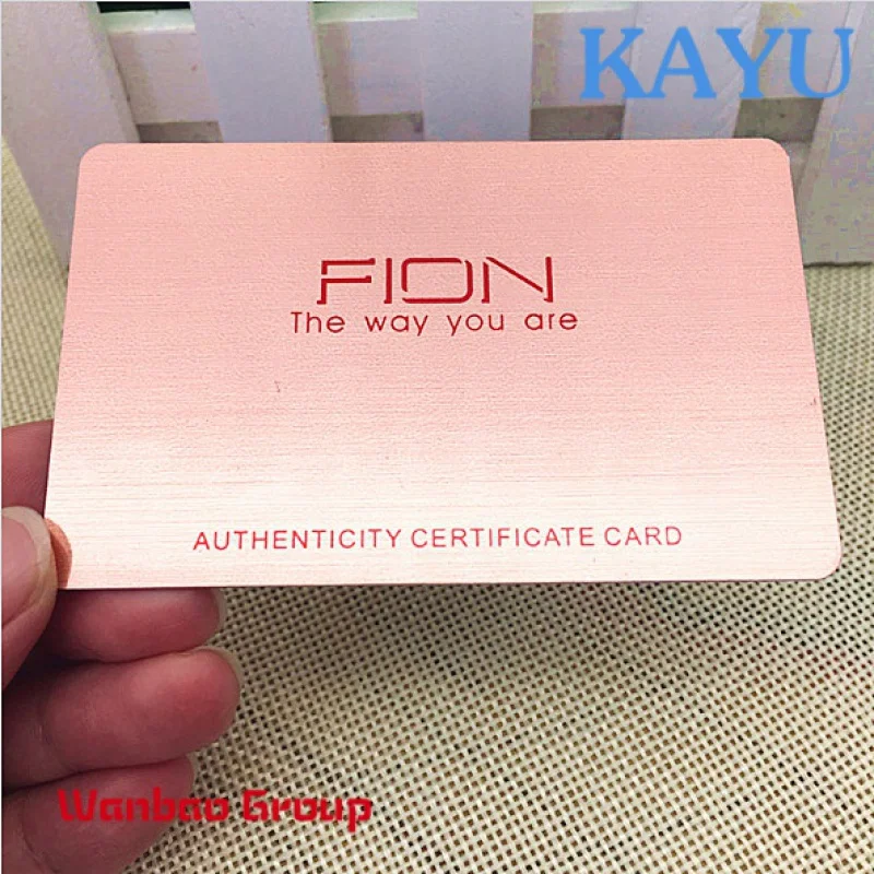 Custom  Free Sample Plated Mirror Rose Golden Metal Business Card with Logo