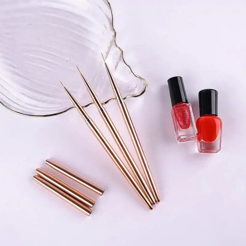 Acrylic French Stripe Nail Art Liner Brush 3D Tips Manicuring Ultra-thin Line Drawing Pen UV Gel Brushes Painting Tools