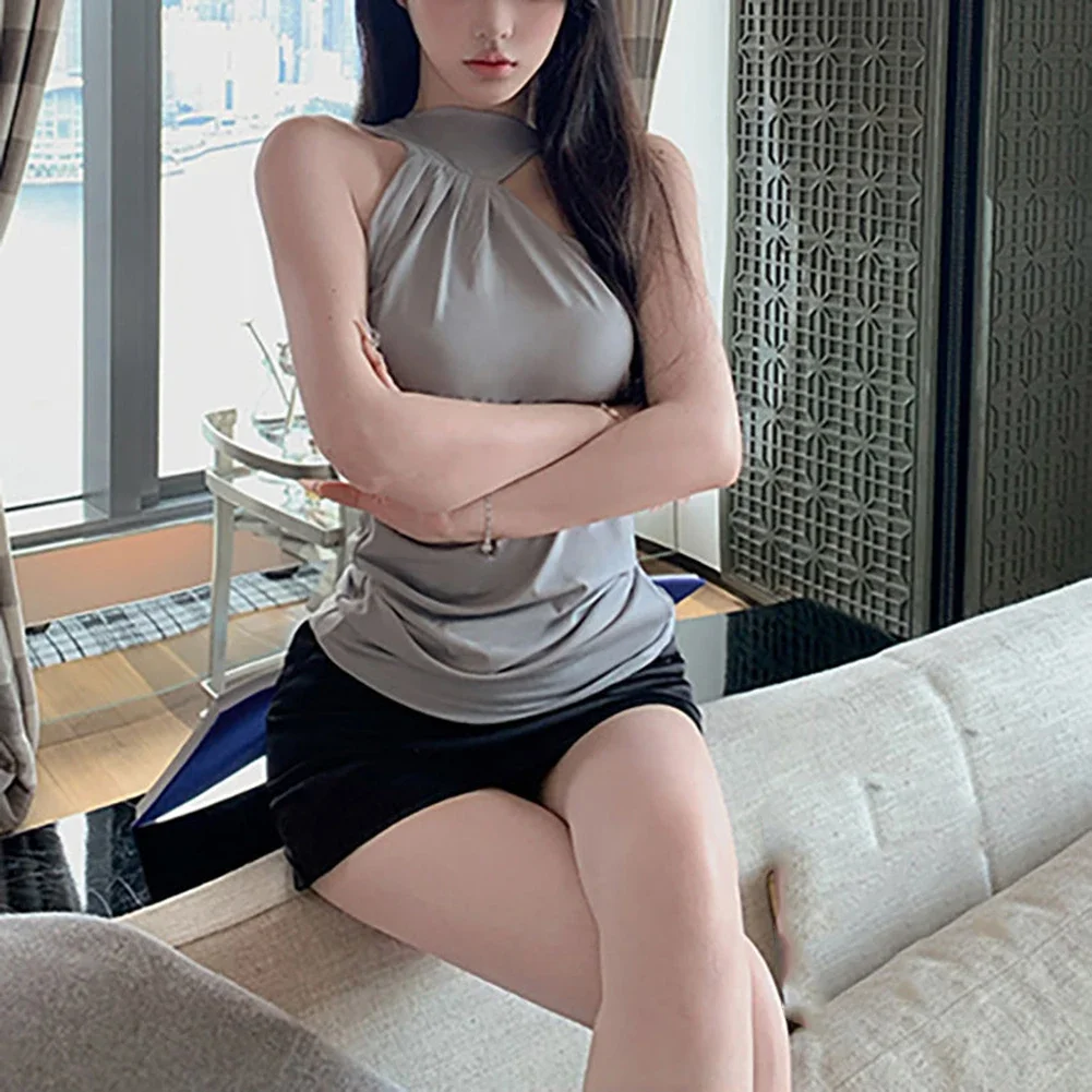 

New Hot Girl Top Womens Summer Top Summer Activities Solid Color Pattern Suitable For Spring, Summer For Daily Wear