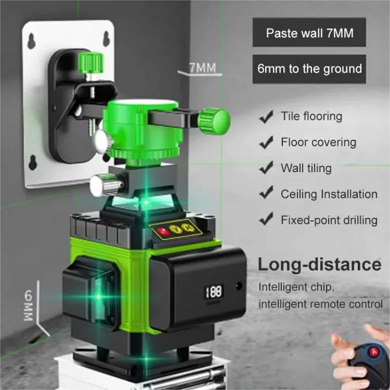 12/8 linii 4D poziom lasera zielona linia samopoziomowania 360 poziome i pionowe Super Laser o dużej mocy poziom lasera Laser z zielonym strumieniem